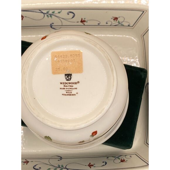 wedgwood wild strawberry cachepot bone china 4.5" tall new - Picture 4 of 5